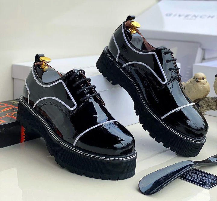 Men's Premium Patent Leather Platform Derby Shoes – Black