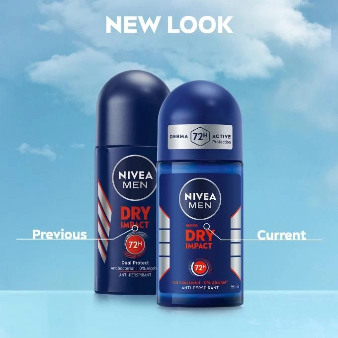 NIVEA Dry Impact Roll-on For Men, 72h- 50ml (Pack Of 3)