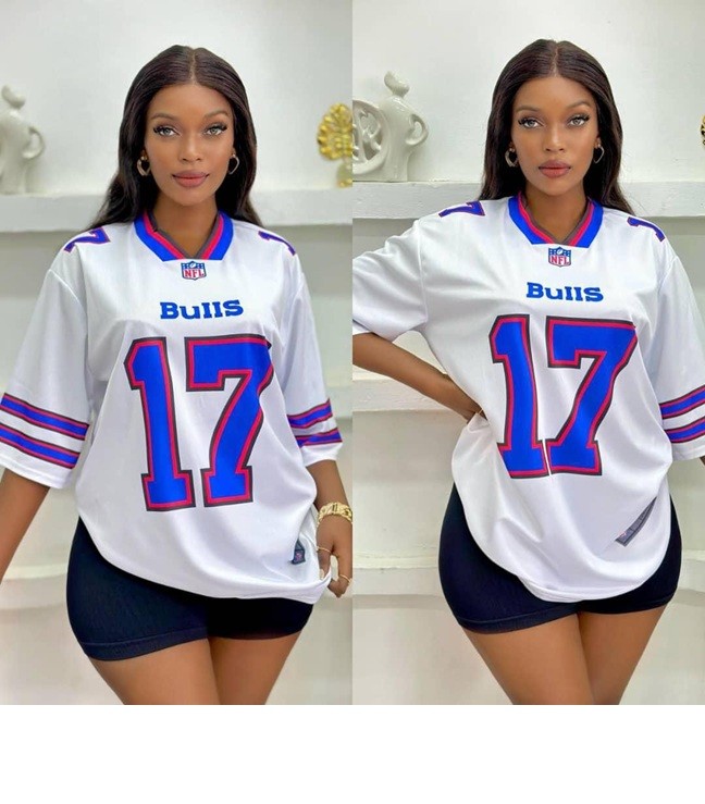 Women's Oversized Sports Jersey Top – White #87