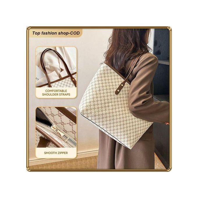 ASHION Elegant PU Leather Tote Bag For Women Durable Spacious Fashionable