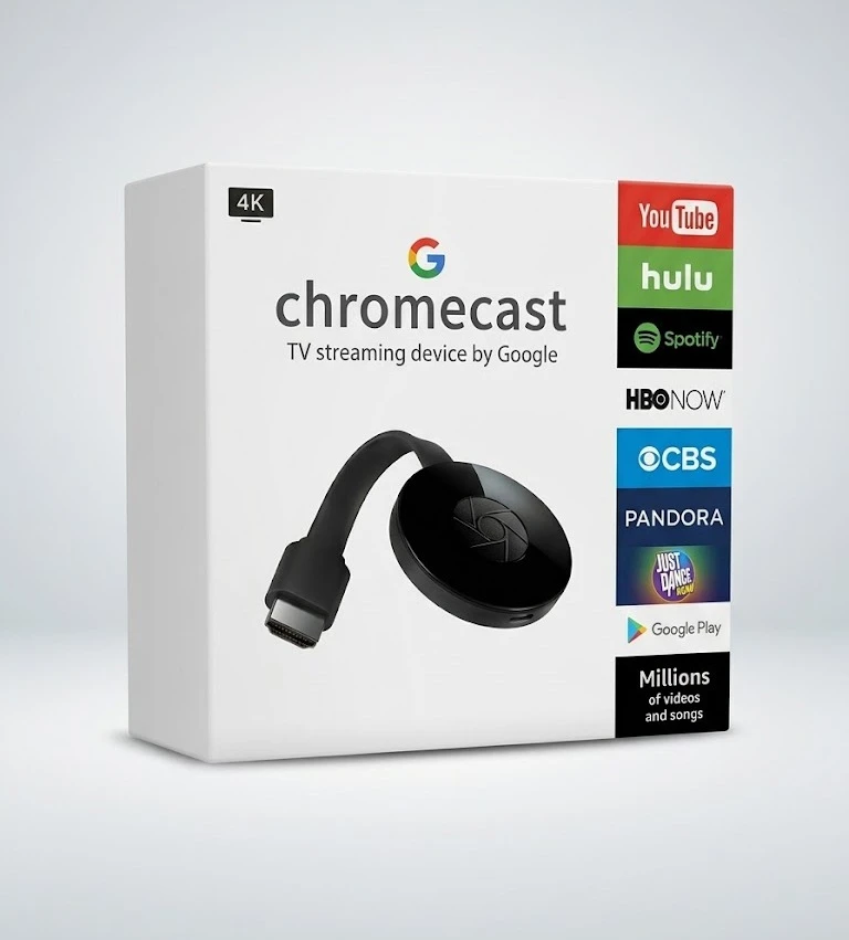 Google Chromecast (TV streaming device by Google).